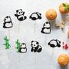 24Pcs Panda Cupcake Toppers Glitter Green Bamboo Cupcake Picks Cute Animal Bear Cake Decorations Baby Shower Kids Birthday Panda Theme Party Supplies view 4