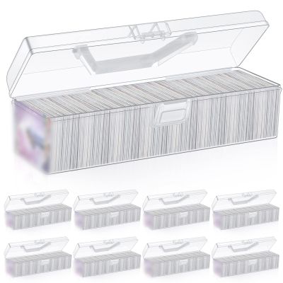 Kigley 8 Pcs Trading Card Storage Box Organizer, Clear Plastic Deck Playing Card Case Holder, Fits 4800+ Cards, MTG TCG Compatible, 11.81 x 3.54 x 3.54 inches