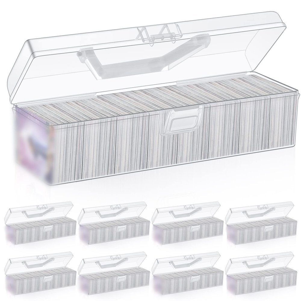 Kigley 8 Pcs Trading Card Storage Box Organizer, Clear Plastic Deck Playing Card Case Holder, Fits 4800+ Cards, MTG TCG Compatible, 11.81 x 3.54 x 3.54 inches