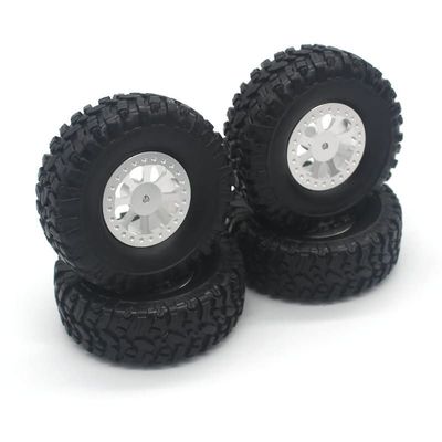 ZHIPAIJI RC Off-Road Tires Set, MN-78 rc car Tires Set Metal Wheel Rims with Rubber Tires Replacement Part fit for WPL C14 C24 MN-78 1/12 RC Off Road Car Accessories Spare Part (Color : 4 pcs Silver