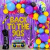 101PCS 90s Party Decorations, 90's Birthdays Party Supplies Bundle Includes Inflatable Disco Ball Radio Boom Box Retro Mobile Phone Guitar and Mobile Phone, Back to 90s Hip Hop Party Balloons Arch view 1