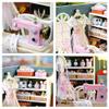 CUTEROOM DIY Doll House Miniature Furniture Wooden House Kit with Dust Cover & LED Light and Accessories - New Three Styles QT Series Dollhouse (QT047) view 4