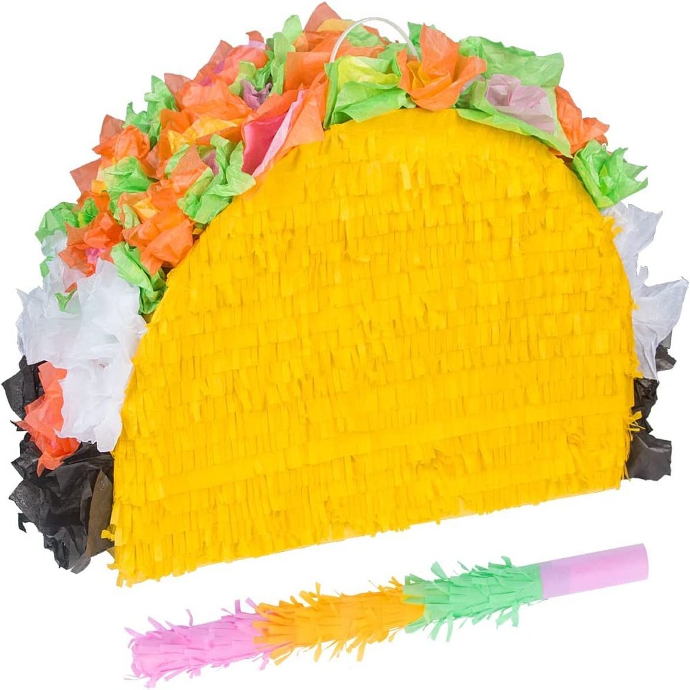 Taco Pinata with Stick-Mexican Pinata-Taco Pinatas for Fiestas, Cinco de Mayo Decorations, Mexican Themed Party, Kids Boys Taco Bout Parties Festival Birthday Party Favors Supplies