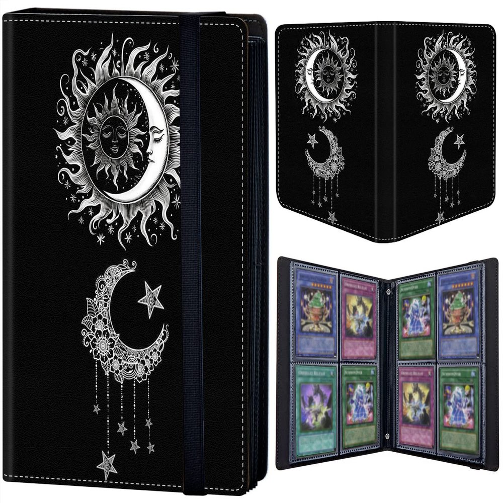 DEGDFSGR 50Pages/400Cards Trading Card Binder, Moon Sun at Night, Polypropylene, 8.3 x 6.7 in