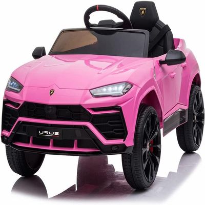 SEGMART 12V Kids Ride On Car Licensed Lamborghini Urus Electric Car for Kids Vehicle Toy/Parent Remote Control, USB Port, AUX, Spring Suspension, Opening Door, LED Light (Pink)
