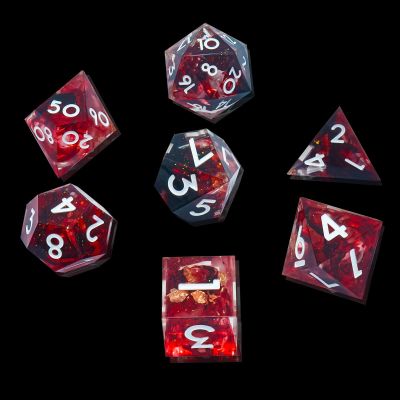 LDICEK DND Dice Set Sharp Edge Dice Set 7 Piece DND polyhedral Dice Numbers with Gold Leaf Exquisite Tin Box Packaging,Ideal for Dungeons & Dragons RPG and Board Games (2L-MOY9-13Y9)