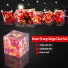 LDICEK DND Dice Set Sharp Edge Dice Set 7 Piece DND polyhedral Dice Numbers with Gold Leaf Exquisite Tin Box Packaging,Ideal for Dungeons & Dragons RPG and Board Games (IM-MVTG-4RG6) view 3