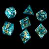 LDICEK DND Dice Set Sharp Edge Dice Set 7 Piece DND polyhedral Dice Numbers with Gold Leaf Exquisite Tin Box Packaging,Ideal for Dungeons & Dragons RPG and Board Games (1C-GO3V-CYXY) view 1
