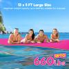 WARMOUNTS Lily Pad Floating Mat for 4 People, 13 x 5 FT Floating Mat Holds 660 Lbs, 3-Layer Tear-Resistant XPE Foam Floating Water Mat for Water Recreation, Lake, Pool, River, Ocean, Boat (Rose Red) view 3