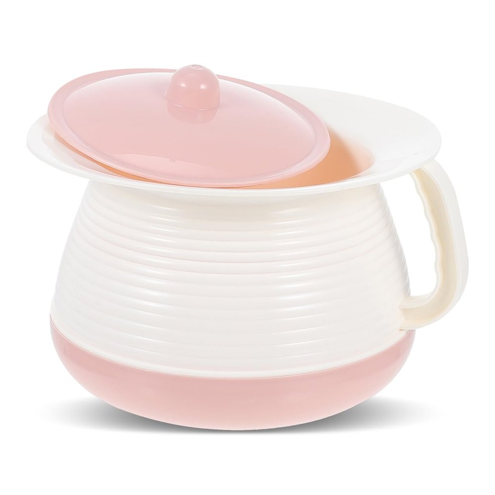 Beavorty Chamber Pot Portable Pee Pot and Urine Bucket with Handle Toilet Urine Pot with Lid Ideal for Emergencies Camping Bedside Hospital or Night Use Urinal Potty Training(8 * 7in)