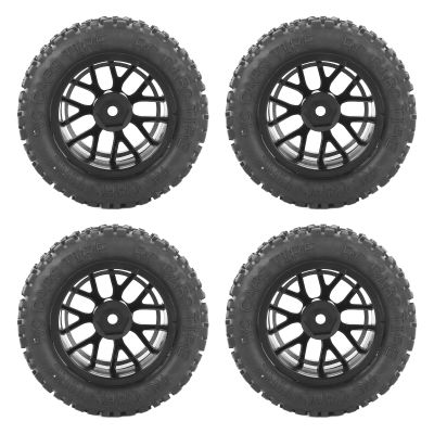 4Pcs RC Tires Set, Black, Rubber Universal Truck Wheel for 1:14 1:16 1:18 Car Model Accessory