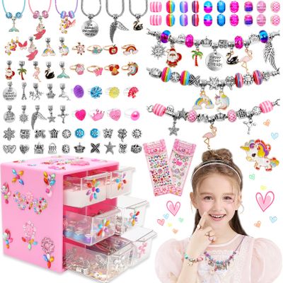 FOVRPUIB Jewelry Toys-for-Girls, Toddler Girls Toys Age 6-8 Years Old Kids Play Jewelry, Princess Necklaces Bracelet Kit Lovely Rings for 6 7 8 9 Year Old Dress Up Birthday Christmas Gift Party Favors