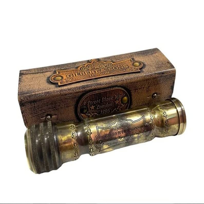 Antique Brass Kaleidoscope with Leather Cover/Gilbert & Sons Nautical Kaleidoscope/Pocket Kaleidoscope Birthday Gift, Toy for Children by Better Buy Handicraft