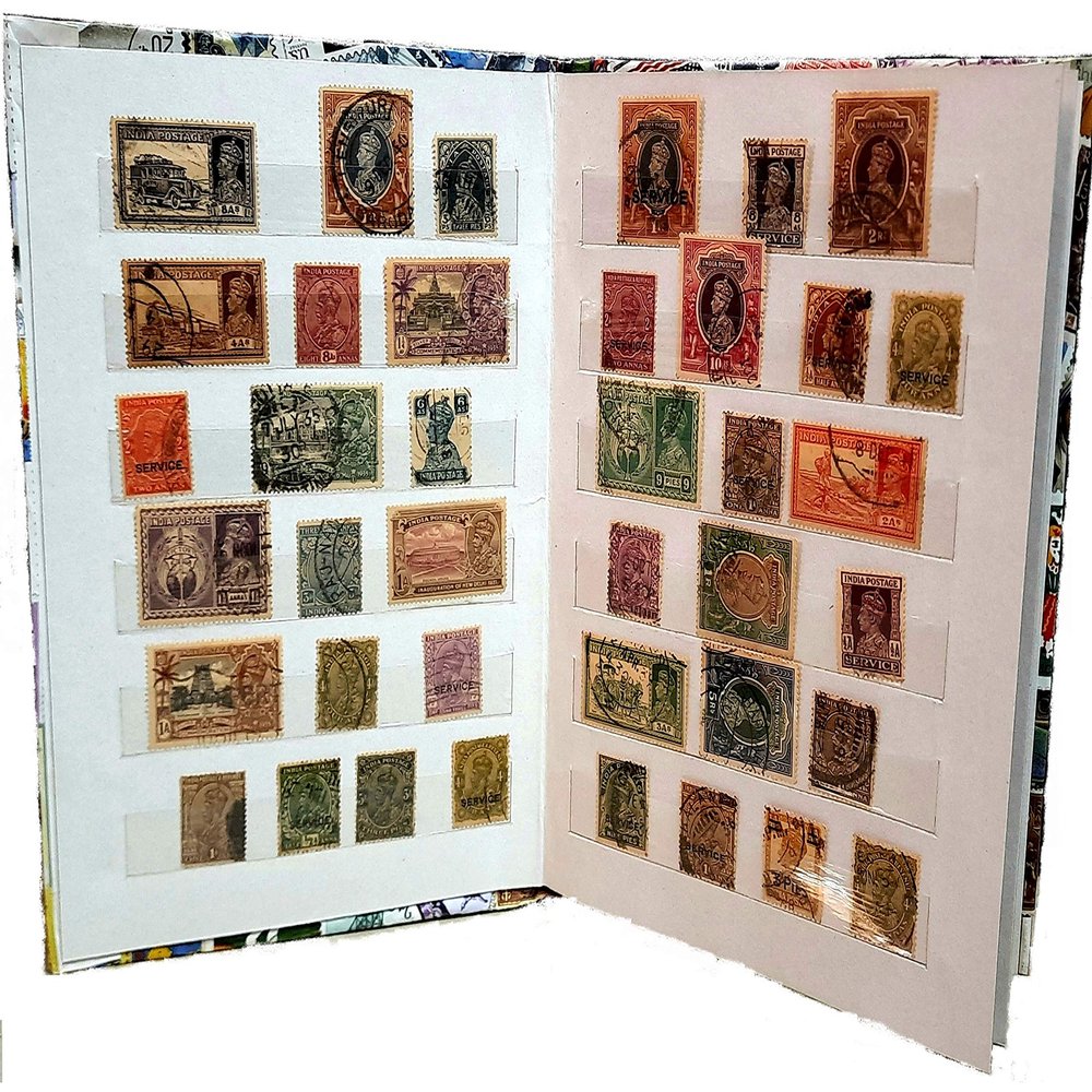 Stamp Album + 100 PCS All Different Old Antique British India Stamps 1837-1947 Rare Set