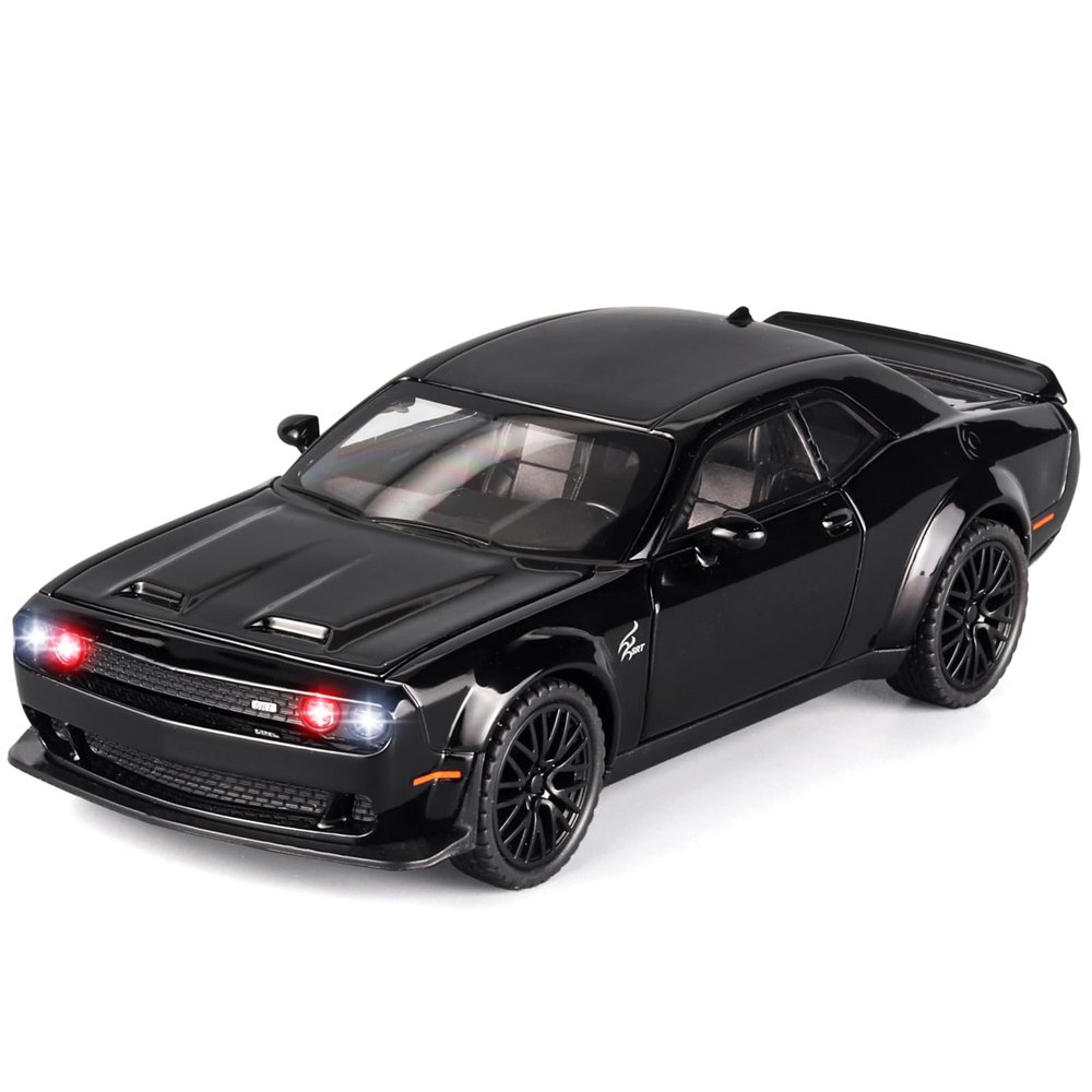 OANMYJJO Toy Cars for Kids 1/32 Challenger Hellcat Die Cast Metal Toy Cars,Pull Back Hellcat CarWith Light and Music Hellcat Toy Car Collectible Model Cars,for Boys Age 3 + Year Old