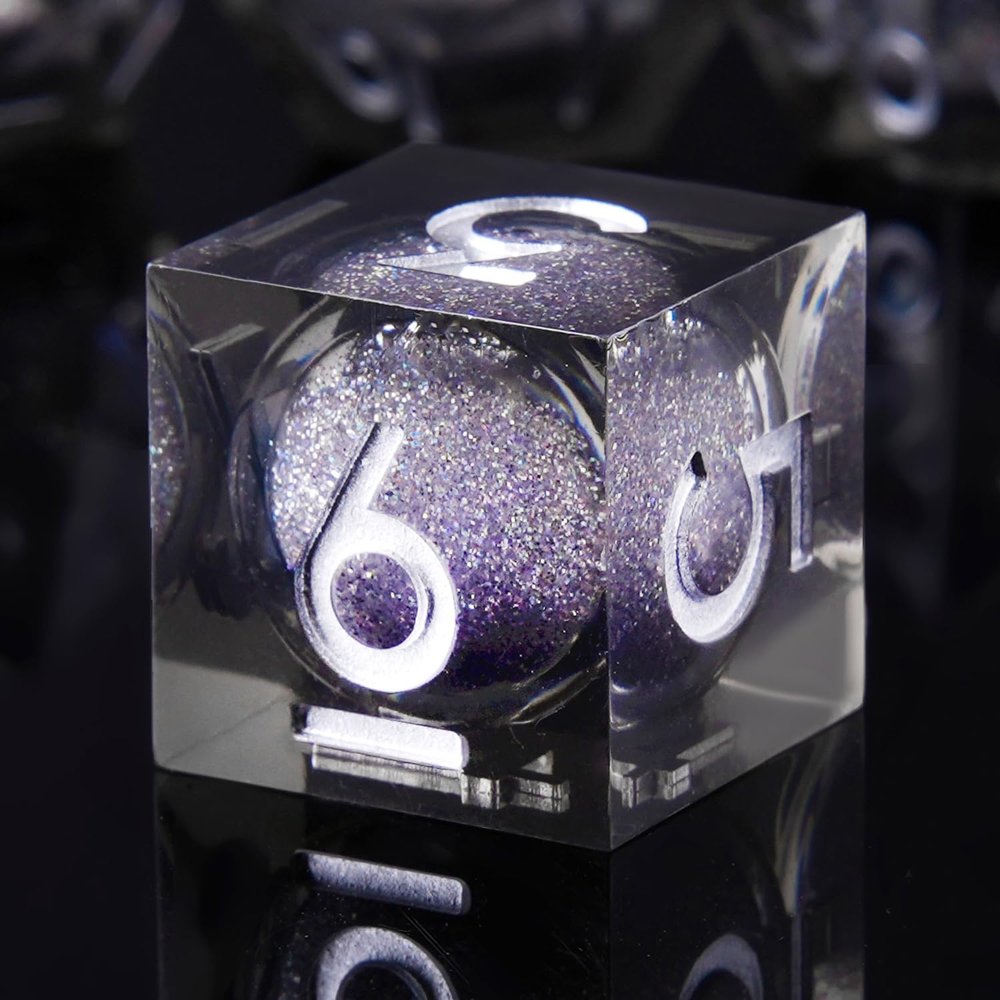 YEMEKO Handmade Liquid DND Dice Set, Liquid Core DND Dice Quicksand Ball, 7 Accessories Dice for Dungeons and Dragons, RPG Polyhedral Resin Sharp Edge Dice Roleplaying(Liquid Dark)