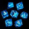 YEMEKO Handmade Liquid DND Dice Set, Liquid Core DND Dice Quicksand Ball, 7 Accessories Dice for Dungeons and Dragons, RPG Polyhedral Resin Sharp Edge Dice Roleplaying Liquid Blue  view 2