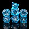 YEMEKO Handmade Liquid DND Dice Set, Liquid Core DND Dice Quicksand Ball, 7 Accessories Dice for Dungeons and Dragons, RPG Polyhedral Resin Sharp Edge Dice Roleplaying Liquid Blue  view 3