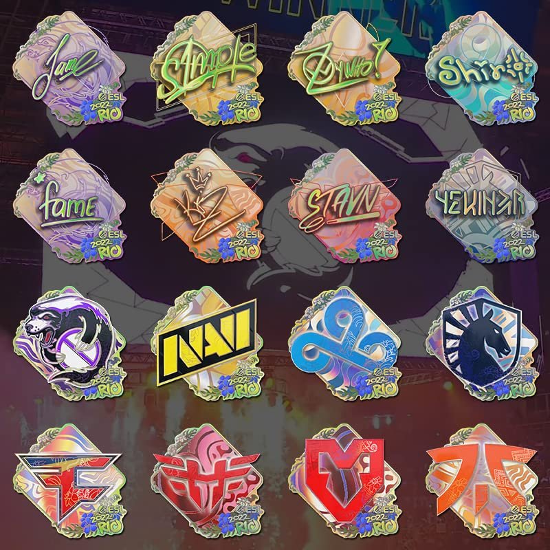2022 Rio Major, 2021 Antwerp csgo Print Set Peripheral Stickers, Titan Holographic Stickers (2022 Rio Hologram Stickers 1 Set of 16)