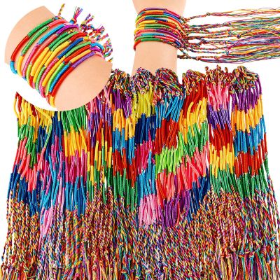 Henoyso 300 Pcs Friendship Bracelets Bulk Handmade Braided String Colorful Braid Friendship Cords Strand Bracelet Party Supply Favors for Birthday Gifts (Classic Style)