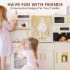 Tiny Land New Modern Play Kitchen for Kids & Kids Coffee Maker Wooden Kit, Toy Kitchen Set with Plenty of Play Features, Gift for Ages 3+ view 3