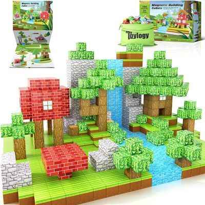 100PCS Large Magnetic Blocks 1 inch Magnets Building Craft, STEM Sensory Toys for Boys Girls 3+, STEM Educational Construction Toys for Kids 3-5 5-7 6-8, Classroom Learning Building Mine Magnet World