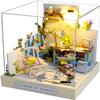 1:24 Scale Creative Room Mini Wooden Doll House Plus Dust Proof,DIY Miniature Dollhouse Kit with Furniture for Kids Teens Adults (Corner of Garden) view 1