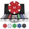 HEITOK 300-Piece Numbered Poker Chip Set  11.5g Heavyweight Casino Style Chips with Denominations  Complete Texas Holdem Kit with Aluminum Case, Decks & Dice for Beginners & Family Game Night view 1