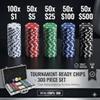 HEITOK 300-Piece Numbered Poker Chip Set  11.5g Heavyweight Casino Style Chips with Denominations  Complete Texas Holdem Kit with Aluminum Case, Decks & Dice for Beginners & Family Game Night view 3