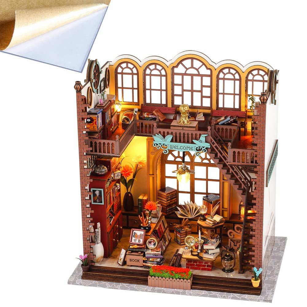 TOPBSFARNY 3D Miniature Books Dollhouse with Tiny DIY Mini Dollhouse Kit with LED 1:24 Scale Amazing Birthday or Valentines Day Gift