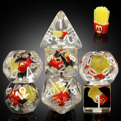 Chips DND Dice Set, DNDND 7PCS Resin Polyhedral Die with Velvet Bag for D&D Role Playing Games and Tabletop GamesChips