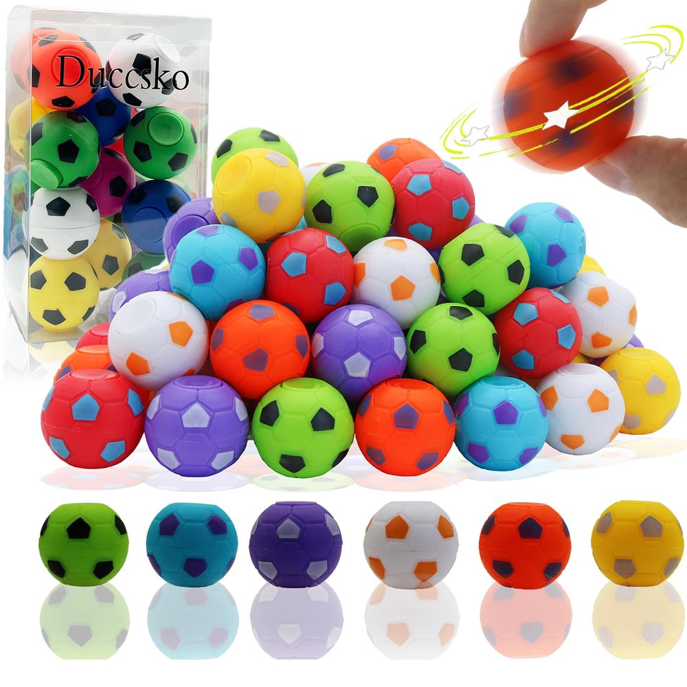 32 Pack Mini Fidget Spinners Soccer Ball Toys Party Favors for Kids, Goodie Bags Stuffers, Classroom Prizes, Pinata Filler, Birthday Return Gifts,Treasure Box Bulk Toys