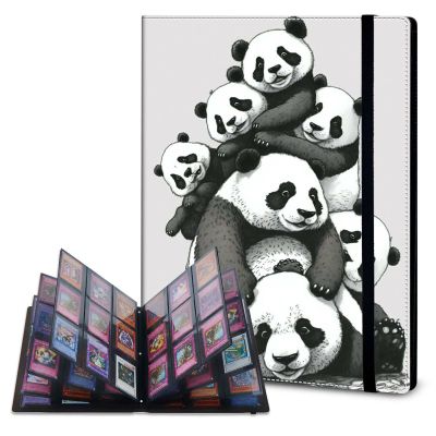 Rossy Trading Card Binder,9 Pocket Waterproof Trading Card Binder Card Collection Binder Album Folder with 360 Double Sided Pocket Album for Standard Size Cards Sports Cards Football Cards,Cute Pandas