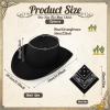 Unittype 12 Pcs Kids Cowboy Hat Set Western Cowgirl Hat and Polyester Bandanas for Boys Girls Cosplay Costume Party Favors(Black,Classic) view 3