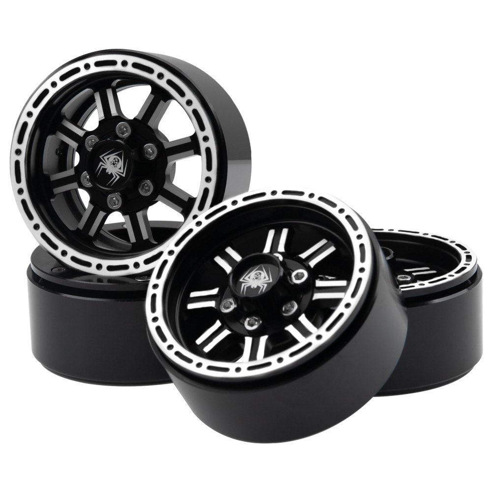 4Pack Vgoohobby Alloy 1.9" RC Beadlock Wheels Rims 8-Spoke Compatible with Axial SCX10 AXI03007 90046 Traxxas TRX4 Tamiya CC01 RC4WD D90 1/10 RC Crawler Car (Silver)