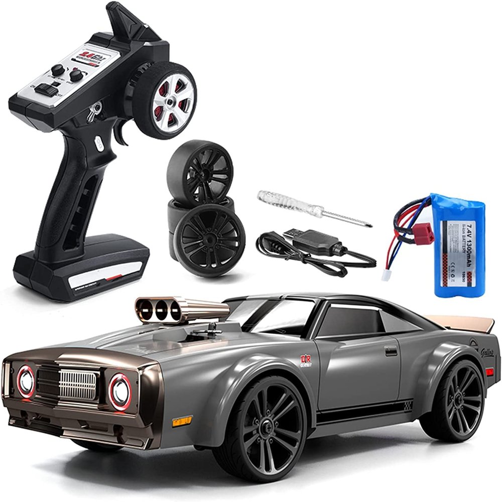 GoolRC 1:16 Scale RC Drift Car, 4WD 35KM/H High Speed Remote Control Racing Car, 2.4GHz Drifting for Adults with Cool LED Lights and Extra Drift Tires (Blue)