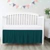 100% Egyptian Cotton, Nursery Crib Toddler (28" x 52" + 14") 800 Thread Count Crib Skirt Dust Ruffle, Bedding Skirts for Baby Boys or Girls, 14" Drop, Teal Solid view 1