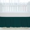 100% Egyptian Cotton, Nursery Crib Toddler (28" x 52" + 14") 800 Thread Count Crib Skirt Dust Ruffle, Bedding Skirts for Baby Boys or Girls, 14" Drop, Teal Solid view 3