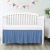 100% Egyptian Cotton, Nursery Crib Toddler (28" x 52" + 14") 800 Thread Count Crib Skirt Dust Ruffle, Bedding Skirts for Baby Boys or Girls, 14" Drop, Medium Blue Solid view 1