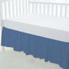 100% Egyptian Cotton, Nursery Crib Toddler (28" x 52" + 14") 800 Thread Count Crib Skirt Dust Ruffle, Bedding Skirts for Baby Boys or Girls, 14" Drop, Medium Blue Solid view 2