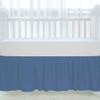 100% Egyptian Cotton, Nursery Crib Toddler (28" x 52" + 14") 800 Thread Count Crib Skirt Dust Ruffle, Bedding Skirts for Baby Boys or Girls, 14" Drop, Medium Blue Solid view 3