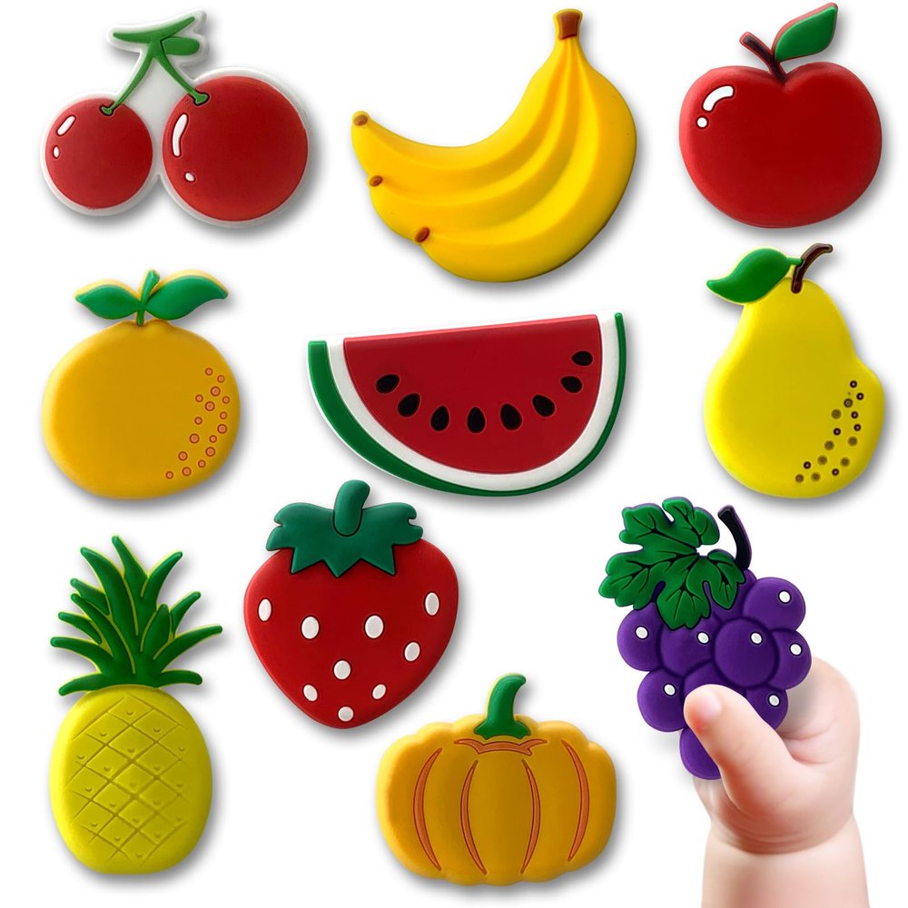 Refrigerator Magnets for Toddlers - Cute Fruit Fridge Magnets for Toddlers 1-3,Full Back Magnetic Toddler Magnets for Baby Ages 3