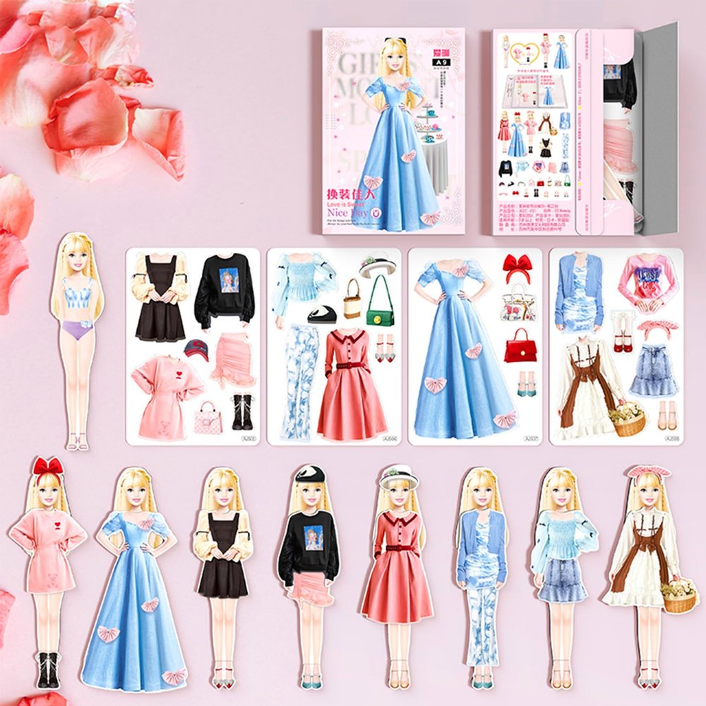 Daniel Axel Magnetic Princess Dress Up Paper Doll Pretend Play Toys Magnet People Clothes Puzzles Game for 3+ Year Old Girls Toddler,Preschool Learning Created Imagine Set Birthday Gift (B Set)