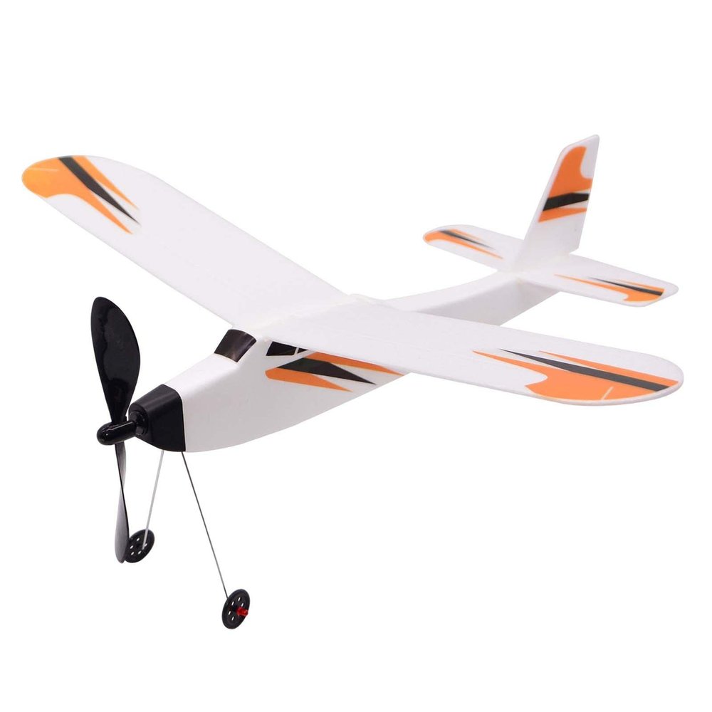 B Baosity Rubber Band Powered Airplane Throwing Foam Plane Logical Thinking Glider Planes Elastic Powered Airplane Model for Sport Party Outdoor