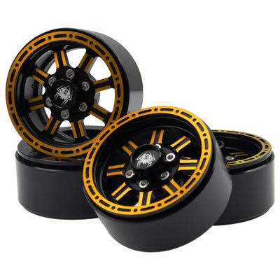 4Pack Vgoohobby Alloy 1.9" RC Beadlock Wheels Rims 8-Spoke Compatible with Axial SCX10 AXI03007 90046 Traxxas TRX4 Tamiya CC01 RC4WD D90 1/10 RC Crawler Car (Yellow)