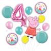 Customizable Peppa Pig Balloon Bouquet featuring Peppa - Choose your Age Number - Party Supplies Bundle, Birthday Decorations, Foil and Latex, Inflate With Helium view 1