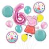 Customizable Peppa Pig Balloon Bouquet featuring Peppa - Choose your Age Number - Party Supplies Bundle, Birthday Decorations, Foil and Latex, Inflate With Helium view 2