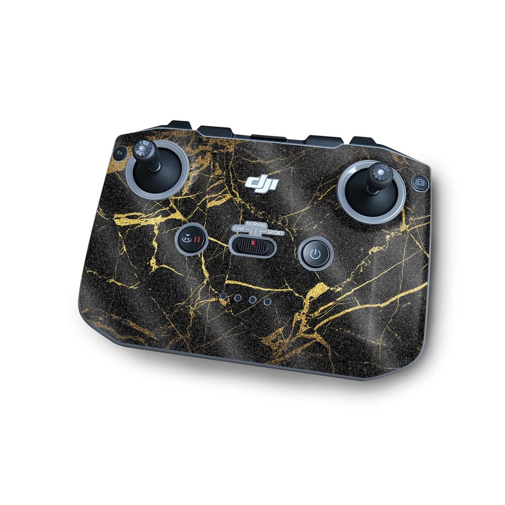 MightySkins Glossy Glitter Skin Compatible with DJI RC-N1 Controller - Black Gold Marble | Protective, Durable High-Gloss Glitter Finish | Easy to Apply