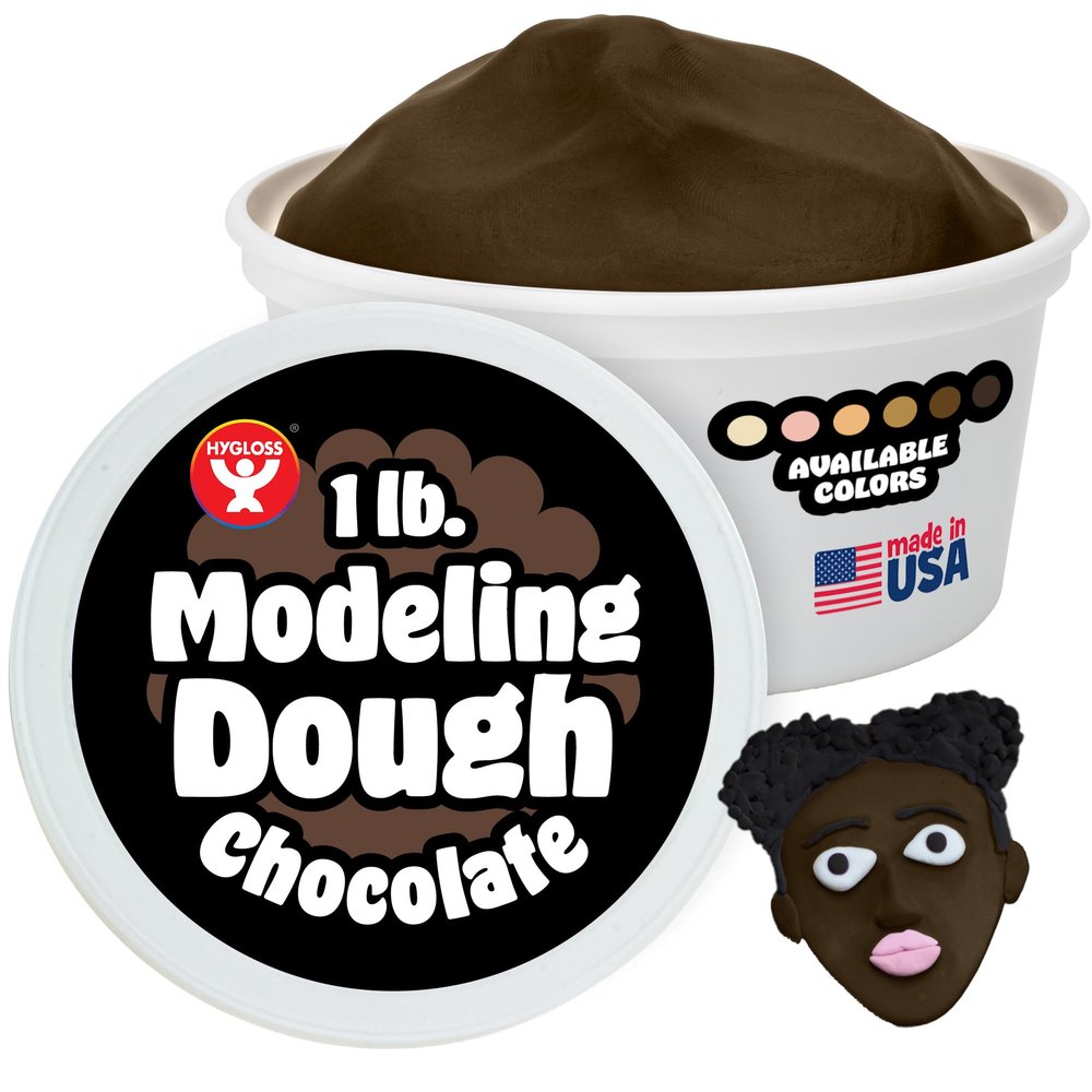 Hygloss Play Modeling Dough for Kids Multicultural Skin Tones Safe & Non-Toxic Sensory Dough for Arts & Crafts Play Clay for Toddler Activities, Preschool Classroom Must-Haves (1 lb, Chocolate)