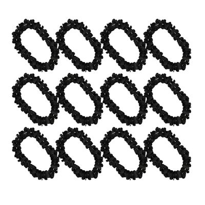 blinkee 12 Pack - Amelia Luau Hawaiian Black Flower Lei Necklaces - Tropical Accessory for Beach Parties, Surf Events, and Island Style Celebrations